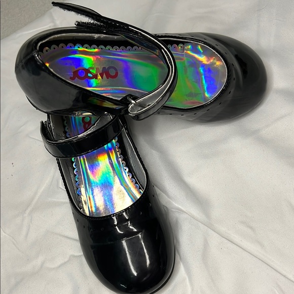 Josmo Shiny Black Strap Shoes - Picture 4 of 5